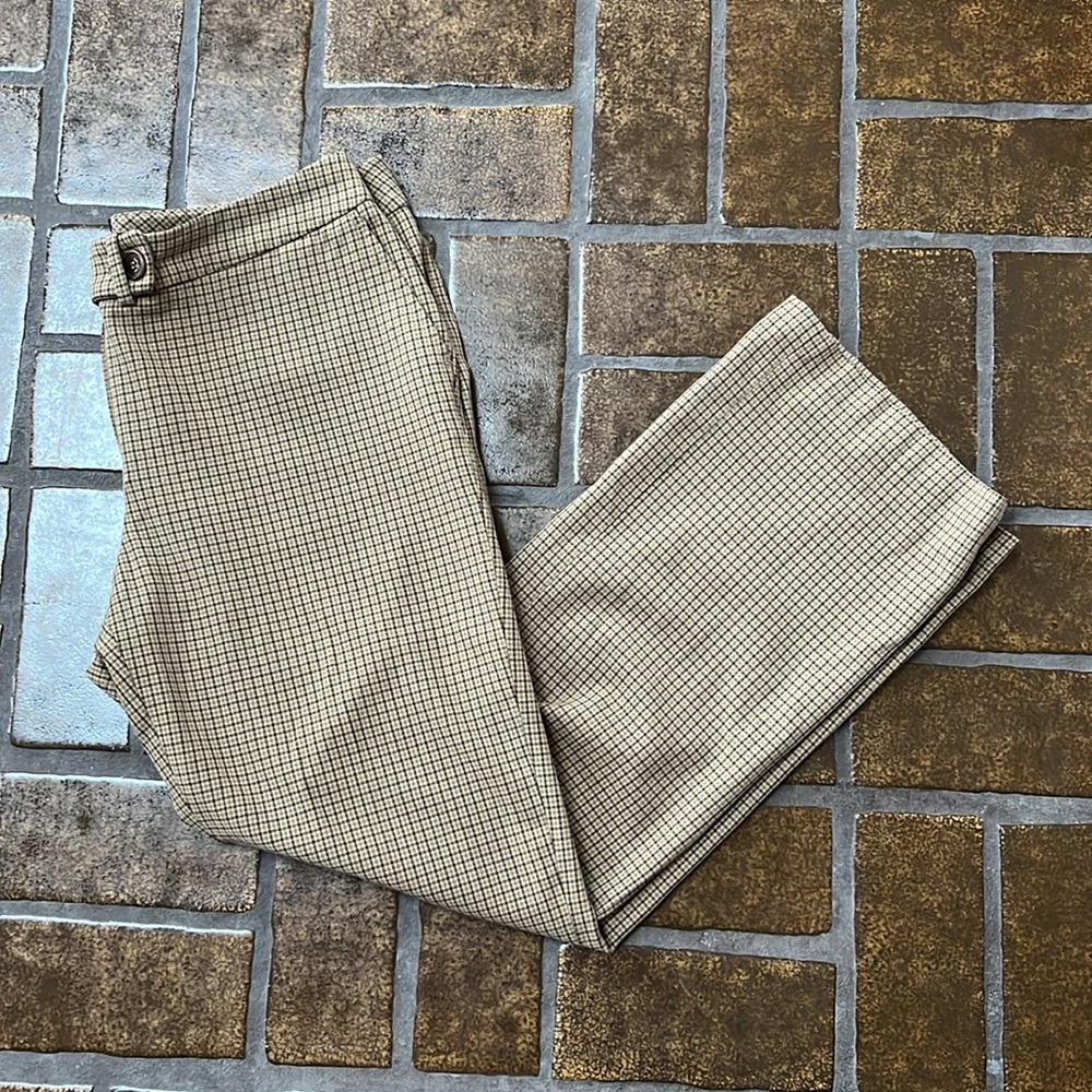 Talbots Brown & Green Plaid Signature Bootcut Trouser Pant